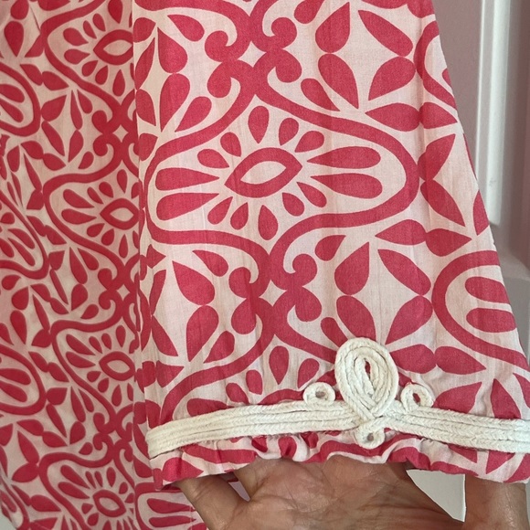 Charter Club Embroidered Split Neck Tunic Pink White Size PM Resort Cruise Chic - Picture 5 of 14